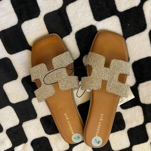 Madden Girl Tan Slide Sandals